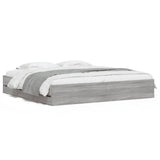 Bed Frame with Drawers without Mattress Grey Sonoma 200x200 cm 3207250