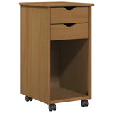 Rolling Cabinet 34 x 39 x 65.5 cm Solid Pine Wood Honey Brown 42028352