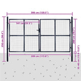 Mesh Garden Gate Galvanised Steel 300x200 cm Grey 143367