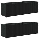 Garden Planters with 3 Pots 2 pcs Black 105x30x32 cm Poly Rattan 3210522