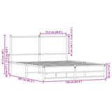 Metal Bed Frame without Mattress Smoked Oak 150x200 cm King Size 4007834