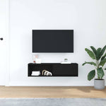 ZNTS TV Cabinet Black Oak 100x31x25.5 cm Engineered Wood 861474