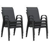 318783 Stackable Garden Chairs 6 pcs Black Textilene Fabric