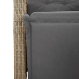 3 Piece Bistro Set with Cushions Beige Poly Rattan 3212584