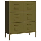 ZNTS Drawer Cabinet Olive Green 80x35x101.5 cm Steel 336144