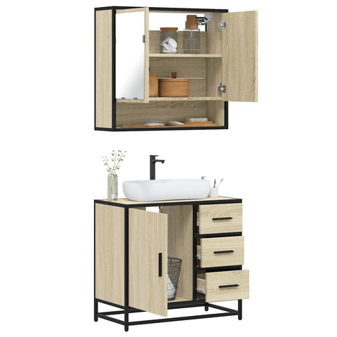 2 Piece Bathroom Furniture Set Sonoma Oak Engineered Wood 3300926