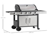 Gas Barbecue Grill 41 Burner Garden Smoker BBQ Trolley w/ Side Burner Warming Rack Side Shelves T3398P315386