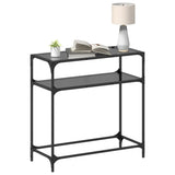 ZNTS Console Table with Black Glass Top 80x35x81 cm Steel 846025