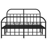 Bed Frame Black Powder-Coated Steel 160 x 200 cm Bed Frame 353656