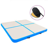 Inflatable Gymnastics Mat with Pump 200x200x10 cm PVC Blue 92695