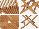 3 Piece Folding Garden Bistro Set Natural Solid Teak Wood 3434109