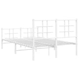 Metal Bed Frame without Mattress with Footboard White 120x200cm 355626