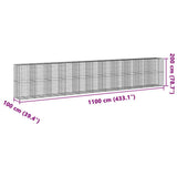 Gabion Basket with Cover 1100x100x200 cm Galvanised Iron 3295245