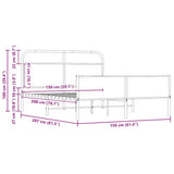 Metal Bed Frame without Mattress Sonoma Oak 150x200 cm King Size 3318693