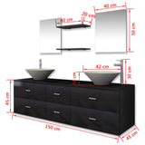 Nine Piece Bathroom Furniture Set with Basin with Tap Black 273689