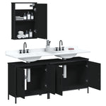 ZNTS 3 Piece Bathroom Furniture Set Black Engineered Wood 3214790