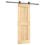Sliding Door Natural and Black 70 x 210 cm Solid Pine Wood 3444992