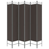6-Panel Room Divider Brown 240x220 cm Fabric 350175