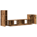 4 Piece TV Cabinet Set Wall-mounted Old Wood Engineered Wood 3329215