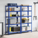 5-Layer Storage Shelves 2 pcs Blue Steel&Engineered Wood 4016950