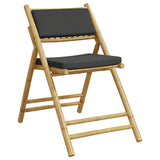 4 Piece Folding Bistro Chairs with Dark Grey Cushions Bamboo 3208925