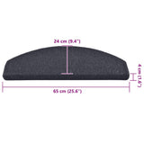 Stair Mats 15 pcs 65x24x4 cm Dark Grey and Blue Half Round Large 322365