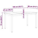 Dining Table Natural 140 x 80 x 75 cm Solid Pine Wood 892789