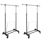 ZNTS Adjustable Clothes Racks 2 pcs 1 Hanging Rail 270181