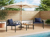 Outdoor Furniture Set 3 pcs Grey and Navy Blue Poly Rattan 42025350