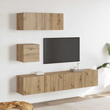 4 Piece TV Cabinet Set Wall-mounted Artisan Oak Engineered Wood 3329220