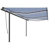 Manual Retractable Awning with LED 6x3 m Blue and White 3070201