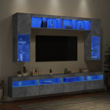 8 Piece TV Wall Cabinet Set with LED Lights Concrete Grey 3216767