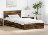 Bed Frame with Drawer Smoked Oak 75 x 190 cm Engineer Wood 3408037