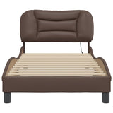 Bed Frame with LED without Mattress "Hvar" Brown 90x200 cm 3213908
