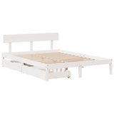 Bed Frame without Mattress White 150x200 cm King Size Solid Wood Pine 3301517