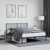 Metal Bed Frame without Mattress with Headboard Black 140x190cm 374437