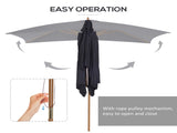 2 x 3m Wooden Garden Parasol Umbrella Outdoor Sun Shade Canopy, Black T3398P310370