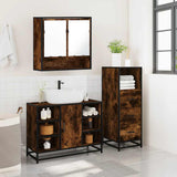 ZNTS 3 Piece Bathroom Furniture Set Smoked Oak Engineered Wood 3301062