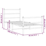 Metal Bed Frame without Mattress with Footboard Black 90x190cm 355375