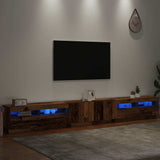 TV Cabinet with LED Lights Old Wood 300x35x40 cm Engineered Wood 3329169