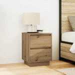 ZNTS Bedside Cabinet with LED Lights Artisan Oak 38x34x50 cm 861299