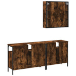 ZNTS 3 Piece Bathroom Cabinet Set Smoked Oak Engineered Wood 3214727