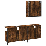 3 Piece Bathroom Cabinet Set Smoked Oak Engineered Wood 3214727