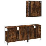 3 Piece Bathroom Cabinet Set Smoked Oak Engineered Wood 3214727