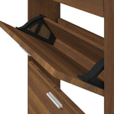 Shoe Cabinet Brown Oak 59x17x108 cm Engineered Wood 342533