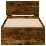 Bed Frame without Mattress with Headboard Smoked Oak 75x190 cm Small Single 838663
