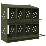 ZNTS Chicken Nesting Box with 8 Compartments Olive Green Metal 864349