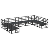 Garden Sofa Set with Cushion Black Aluminium 3378904