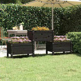 Planter Black 178.5x44x75 cm Solid Wood Pine 822251