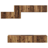 TV Cabinet Set with Drawer 7 pcs Old Wood Engineered Wood 3393486